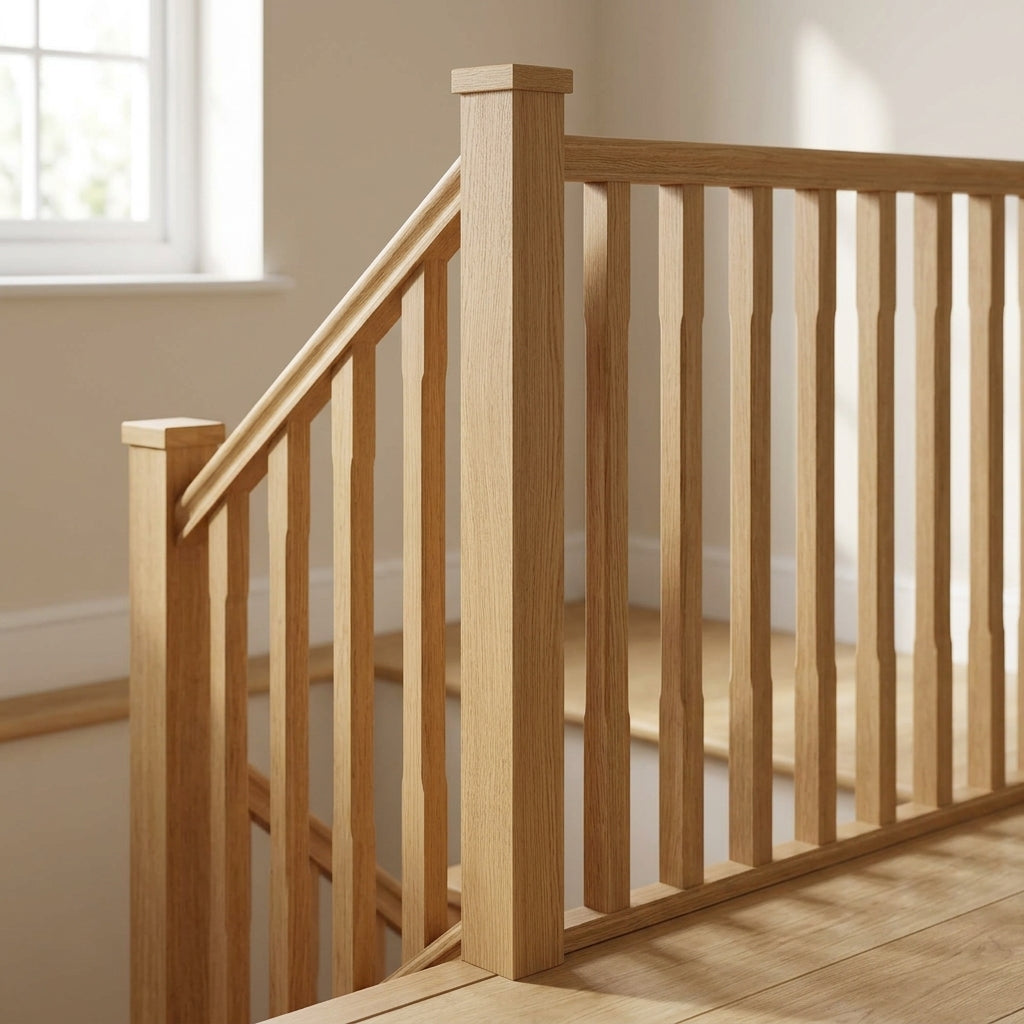 1350mm Plain Square Newel Post - Engineered European Oak