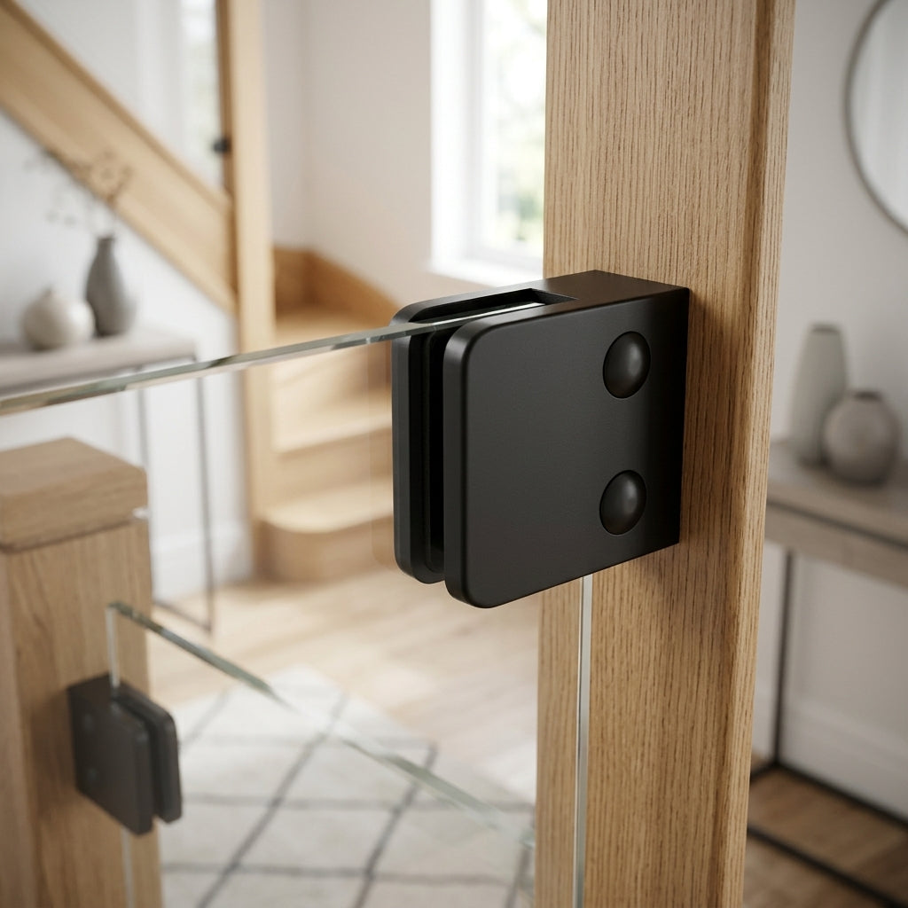 45mm x 45mm Black Metal Glass Balustrade Clamp