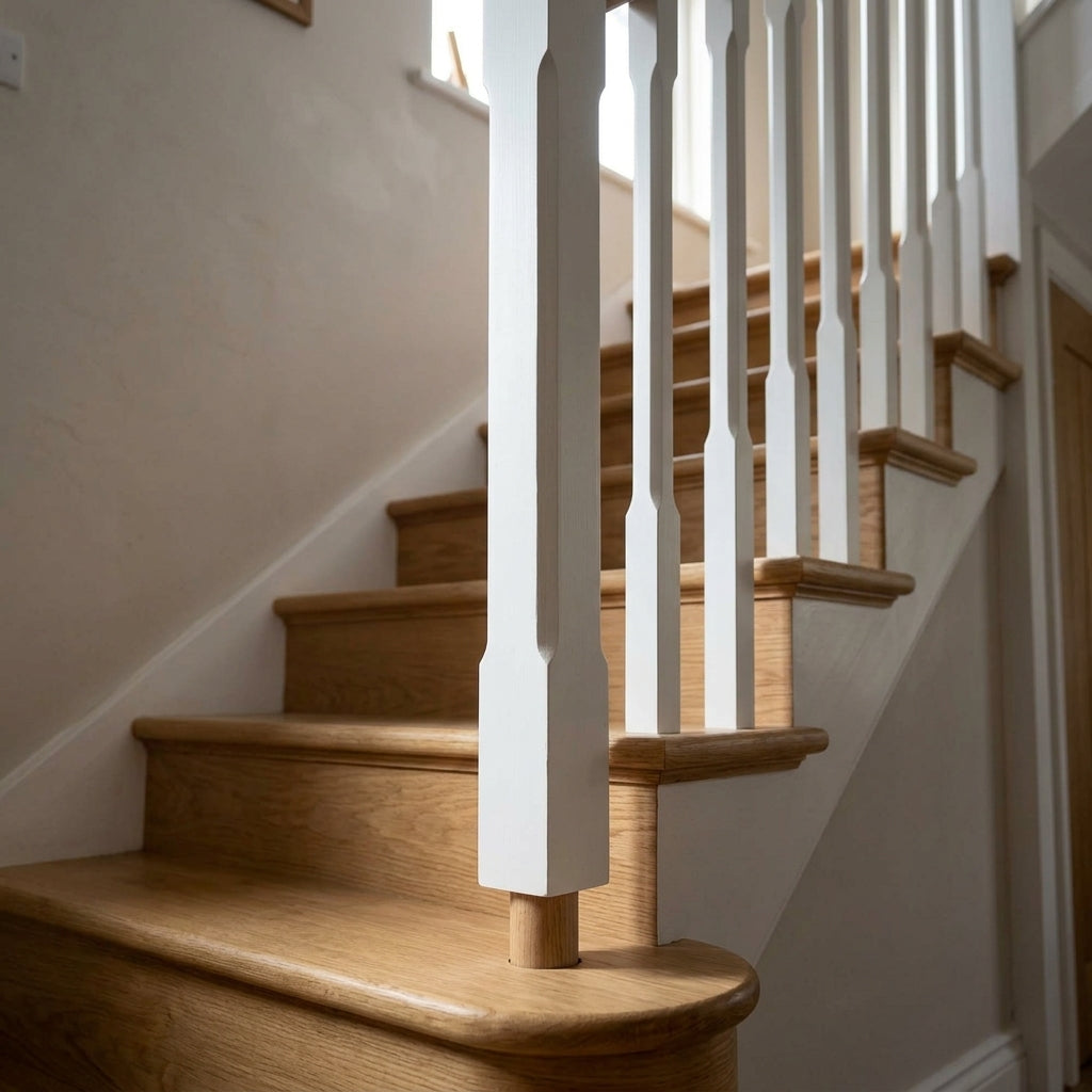 90mm Stop Chamfered Newel Post White Primed Pine