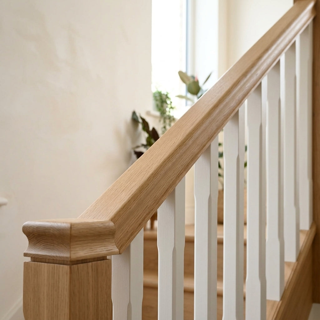59 x 59mm Engineered Oak Handrail Grooved or Ungrooved