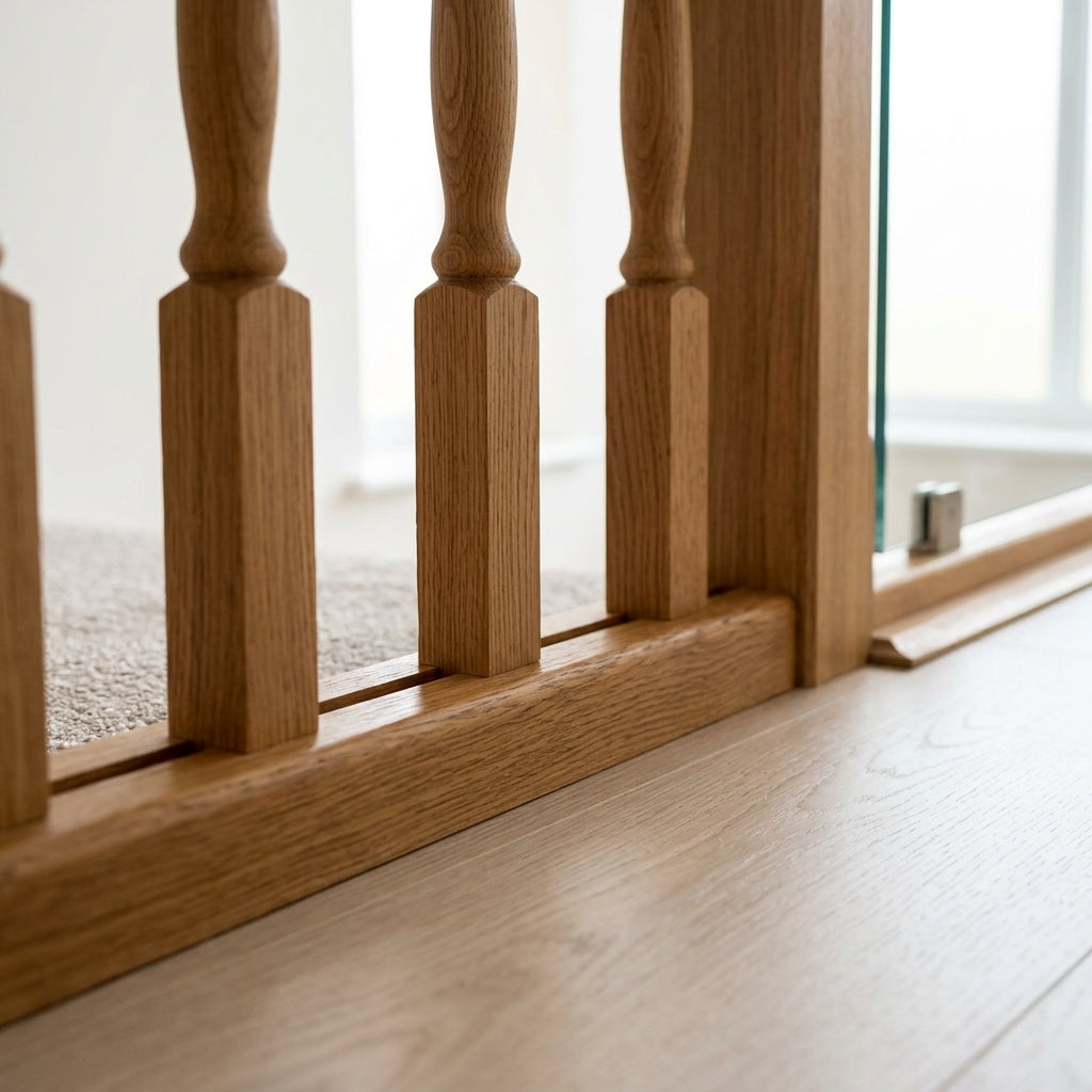 57 x 32mm Baserail Grooved Solid Oak for Glass or Metal (view 2)