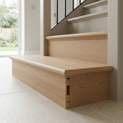 1000mm Oak Tread with Reversible Riser Cladding
