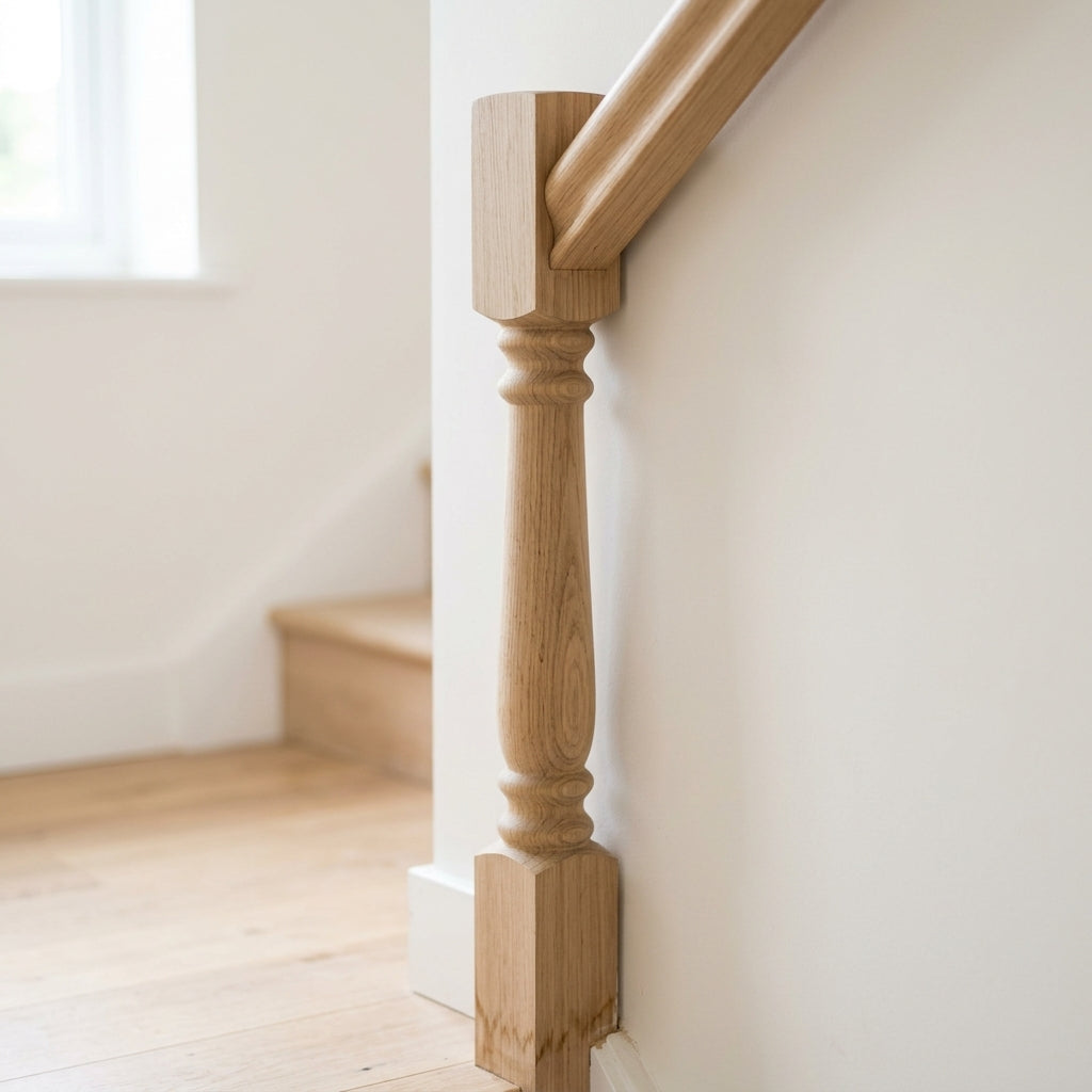 115mm x 1500mm Oak Half Newel - Water Damaged (view 2)