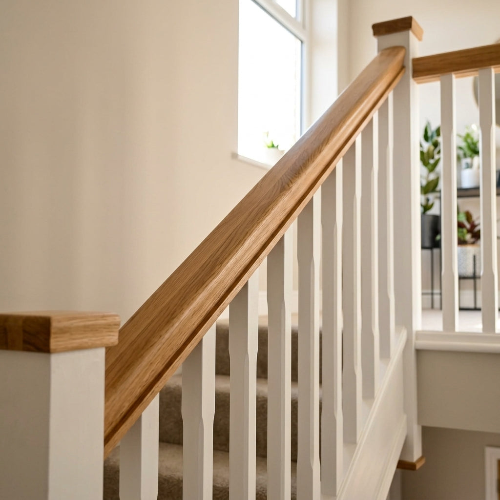 60 x 69mm Square Handrail Engineered Oak Grooved or Ungrooved