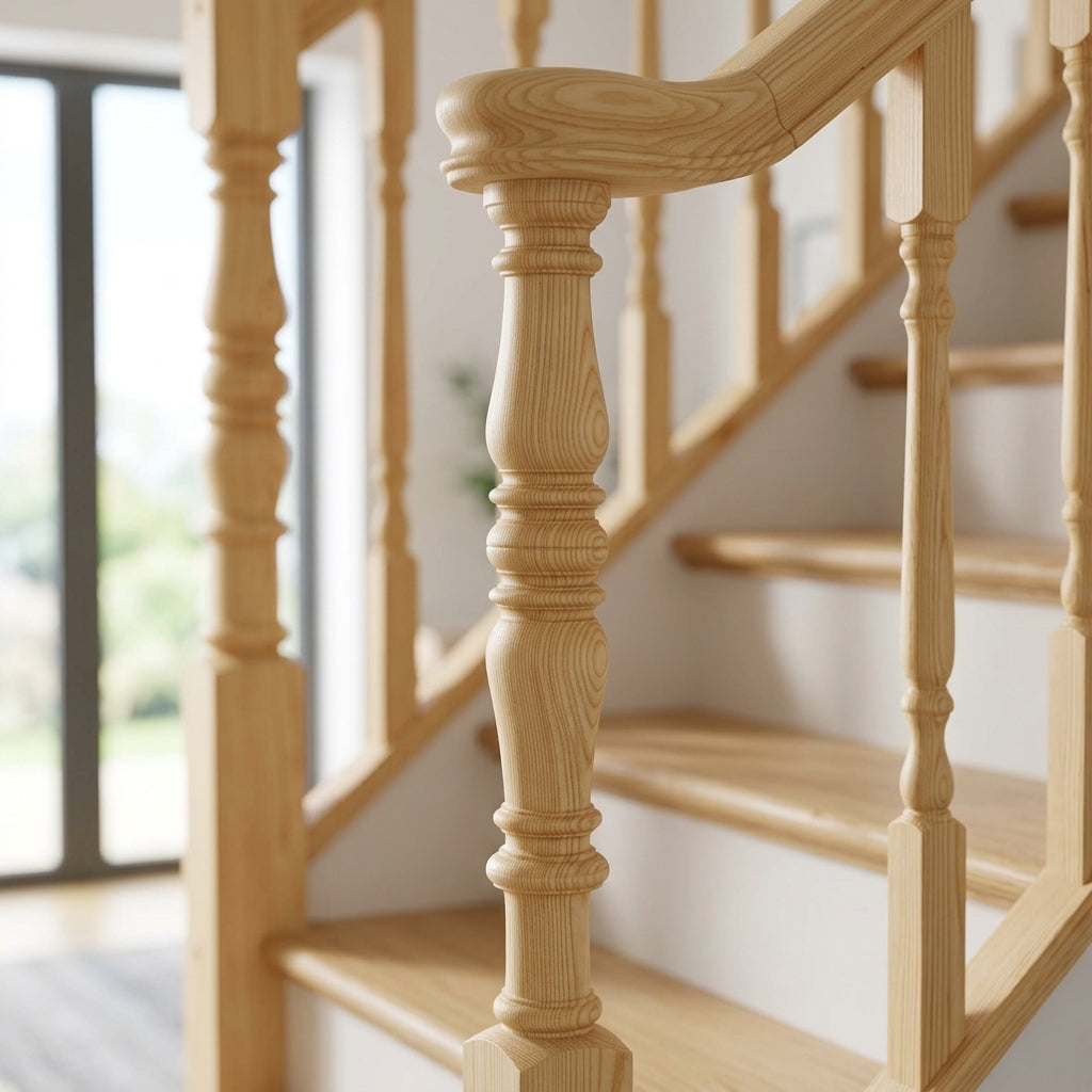 675mm Newel Post – Pine or Oak – Volute Peg (view 2)