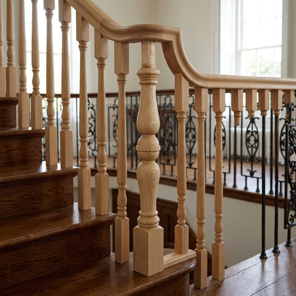 675mm Newel Post – Volute Peg – Pine/Oak