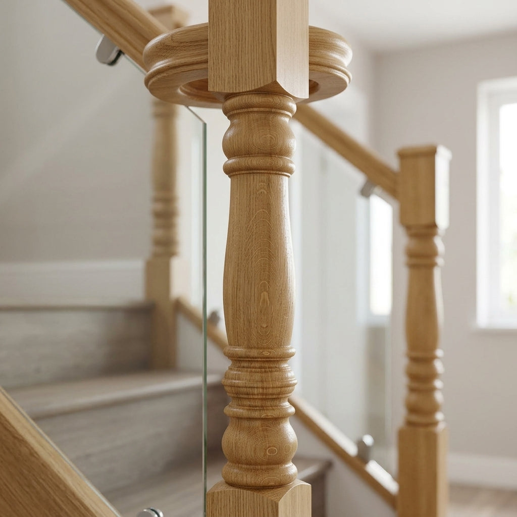 675mm Newel Post Volute Peg Pine or Oak (view 2)