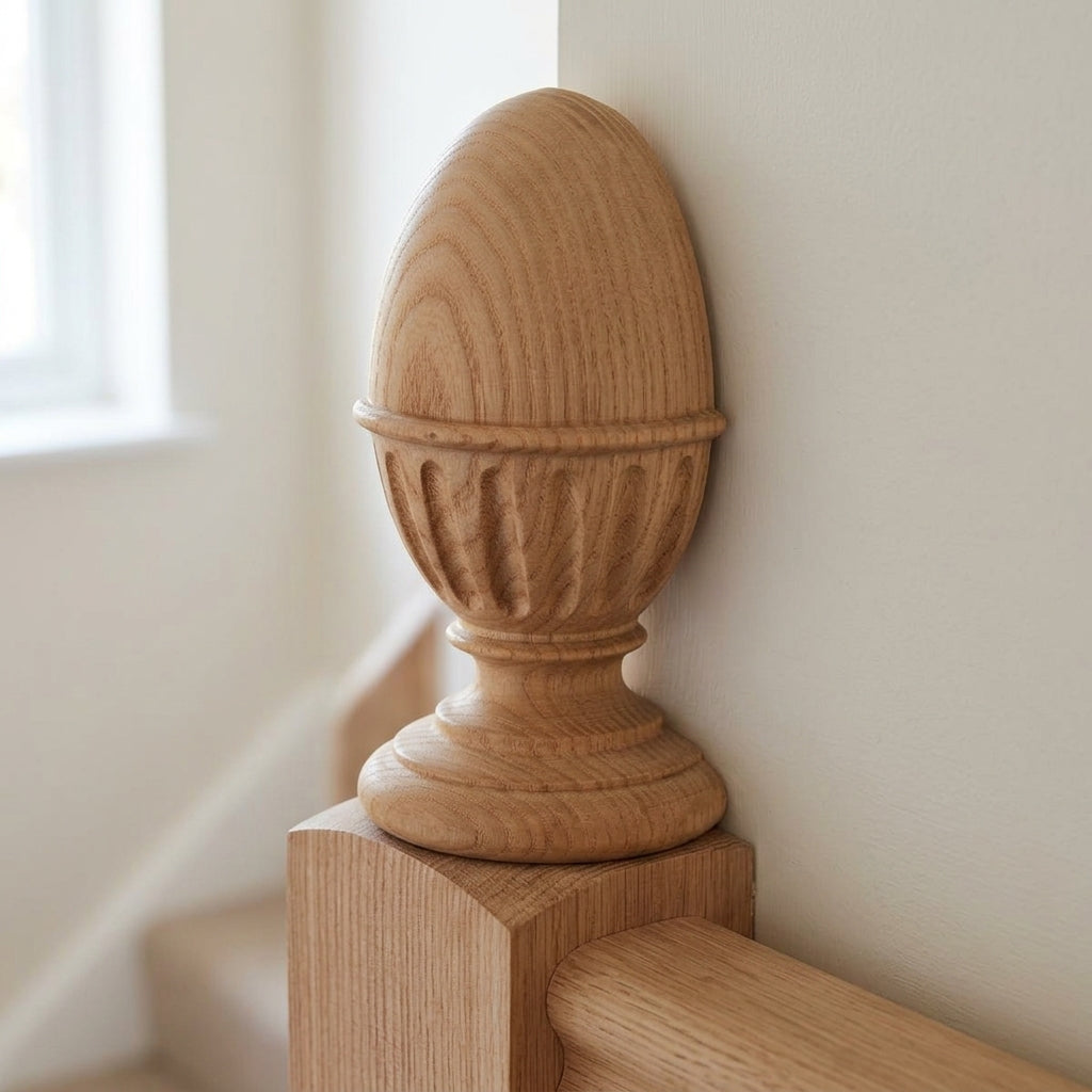 Half Cambo Reeded Newel Cap 32mm Dowel Unfinished
