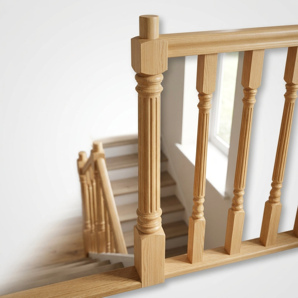210mm Newel Post - Reeded Pine/Oak