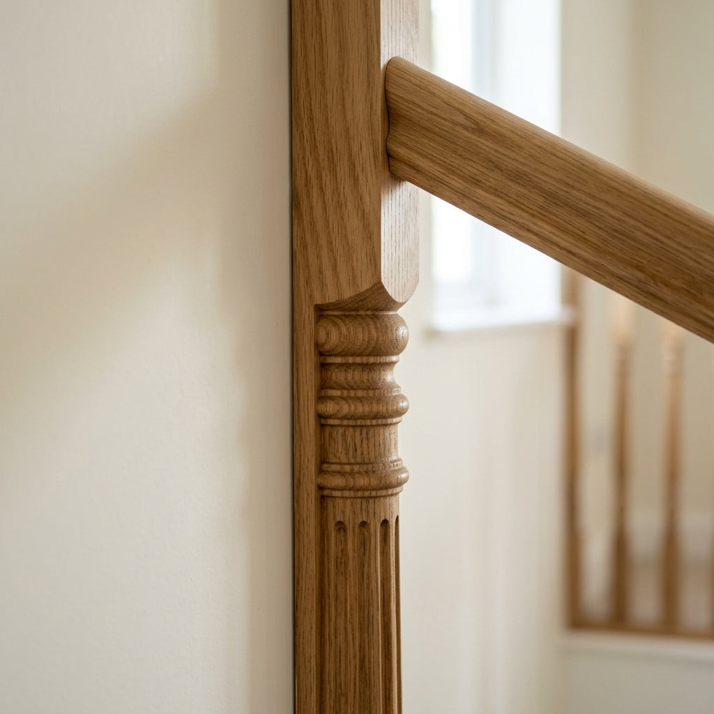 Half 210 Newel Post 90mm Reeded Pine or Oak (view 2)