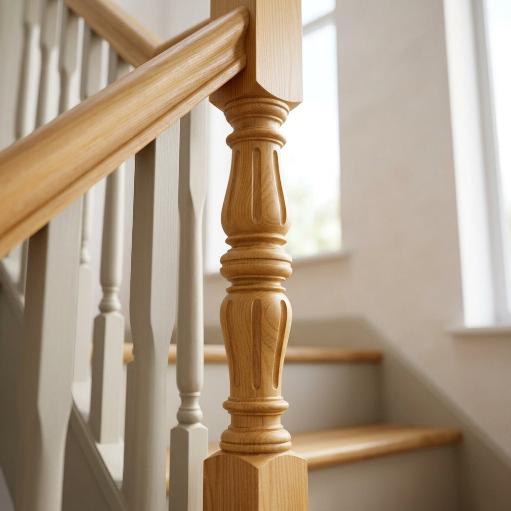 210mm Newel Post – Reeded Pine or Oak (view 2)