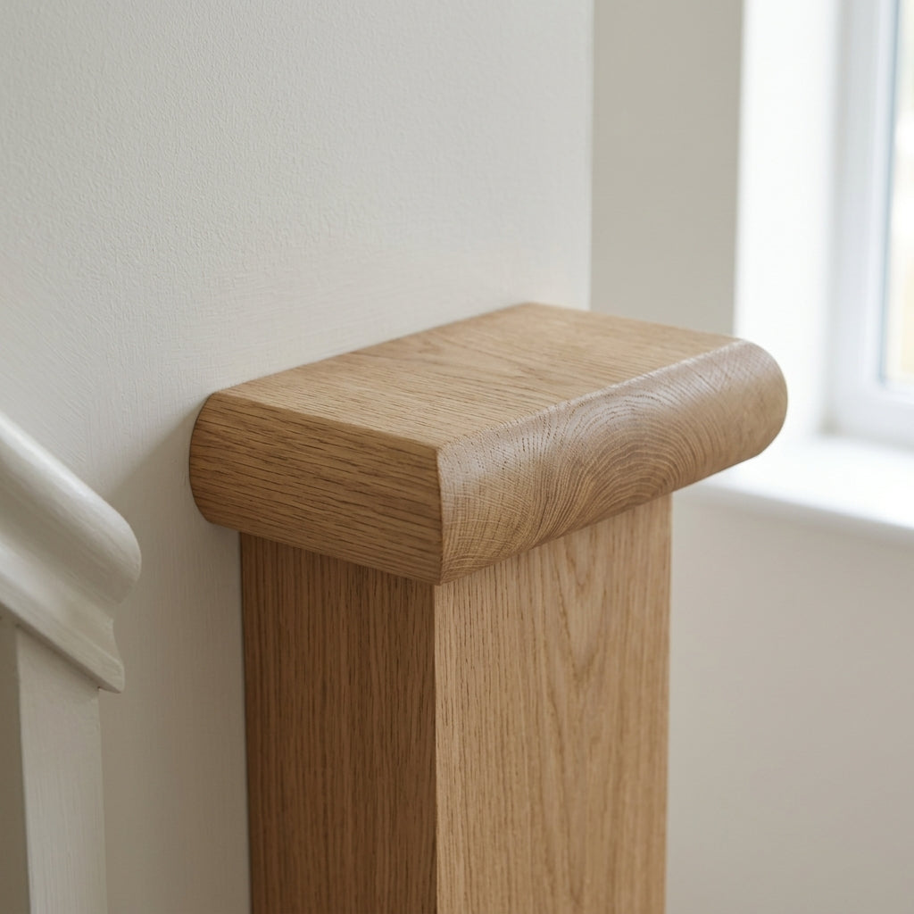 Half Flat Newel Cap 90mm x 90mm Unfinished Timber (view 2)