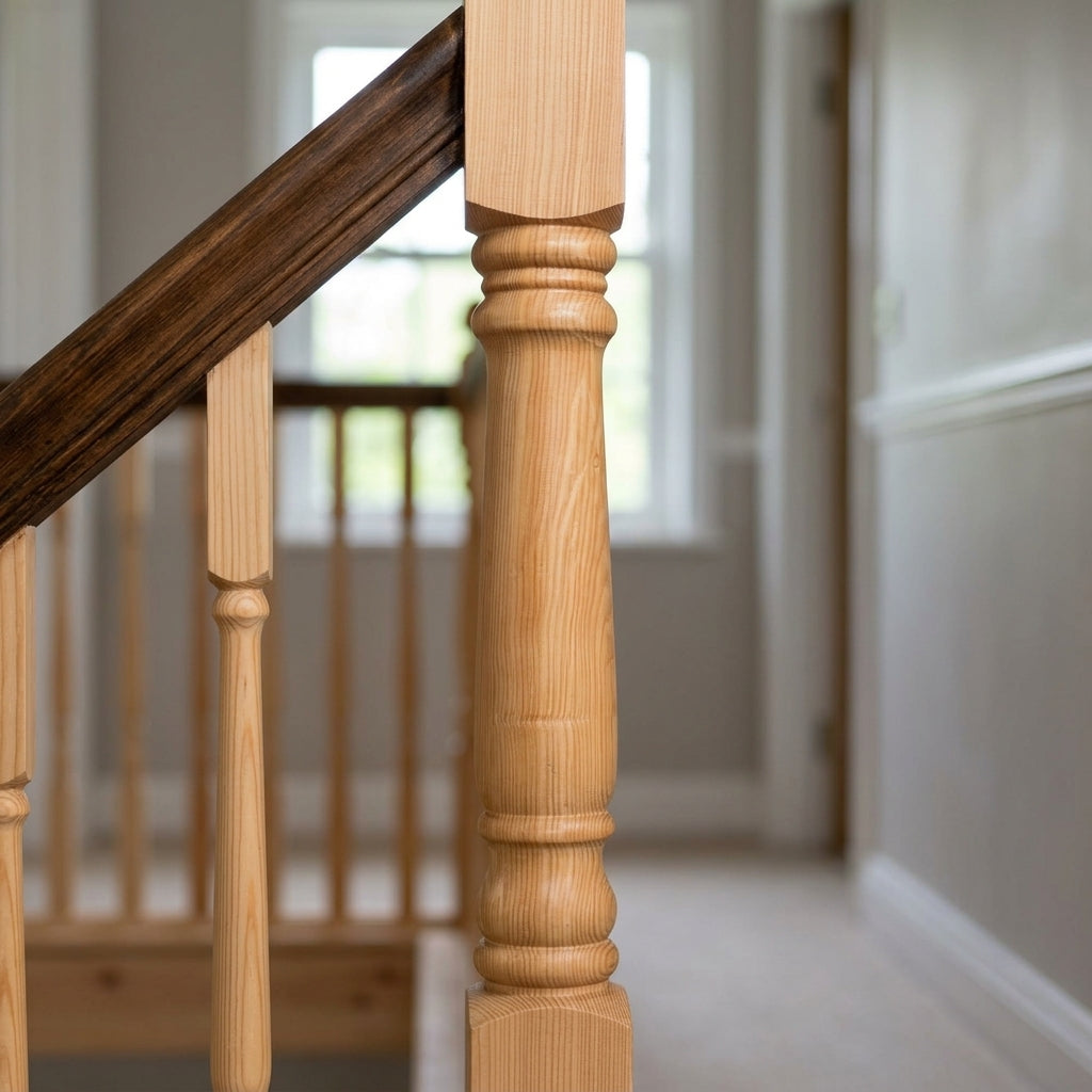 90mm Newel Post – White Primed Pine – 210 Peg (view 2)