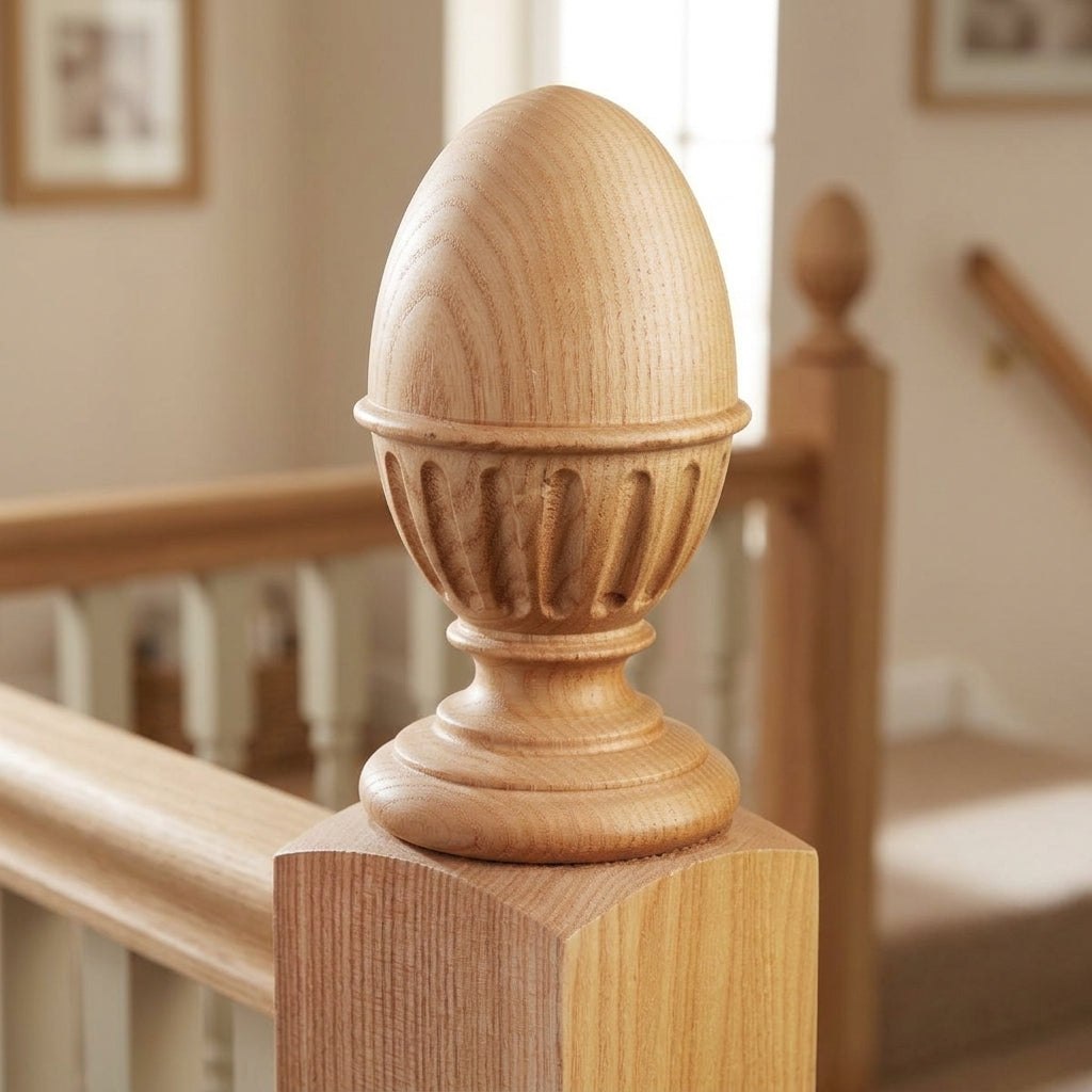 32mm Newel Cap Reeded Design Unfinished (view 2)