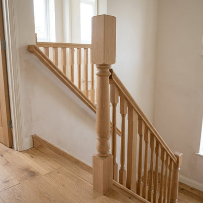 90mm x 1500mm Half Newel Post - Oak - Minor Damage