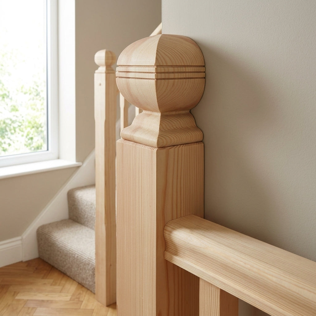 Half Borrowdale Square Newel Cap 32mm Dowel Unfinished