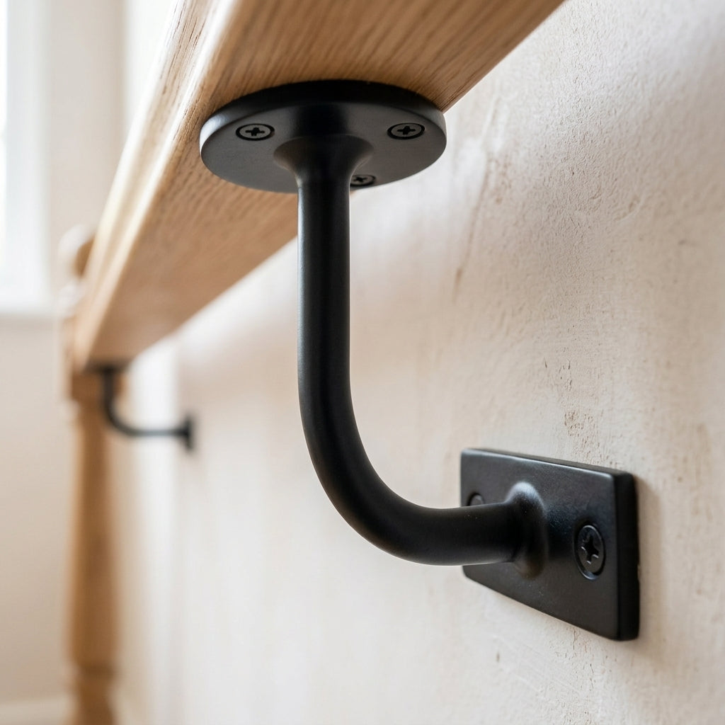 Black Metal Handrail Bracket | Matt Finish | 3.5mm Screws (view 2)