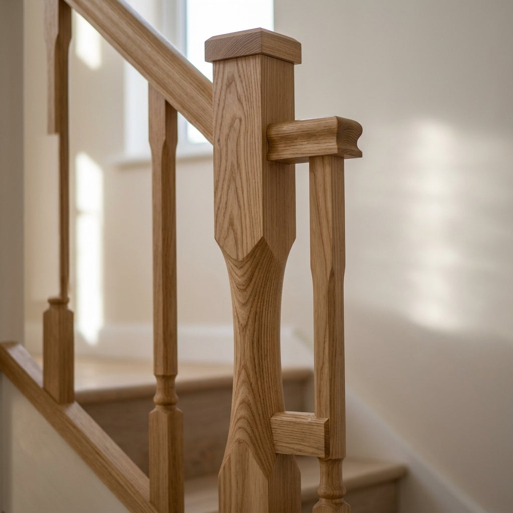 90mm Newel Post Pine or Oak with Flat Cap (view 2)