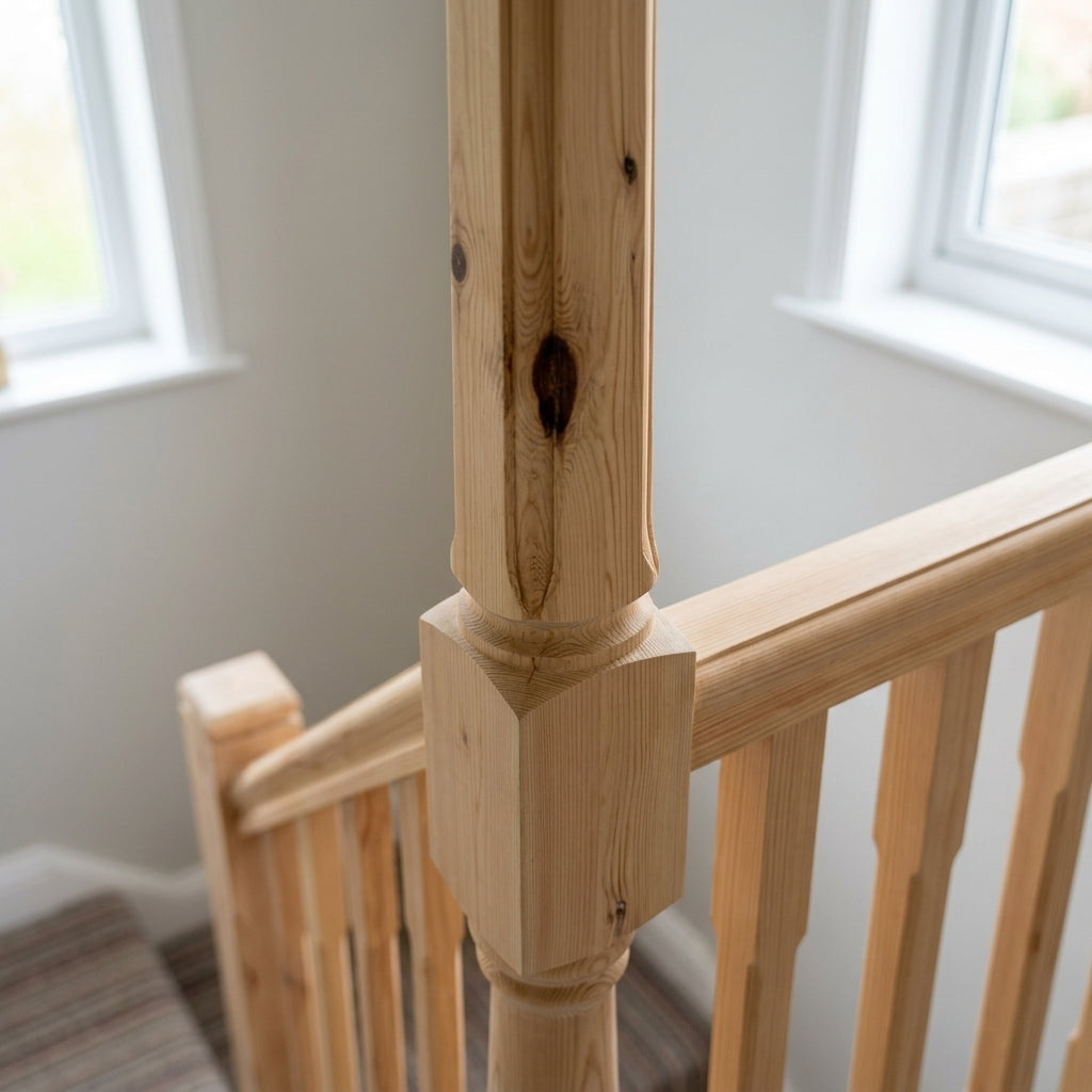 90mm Chamfered Newel Post Pine No Dowel or Knots (view 2)