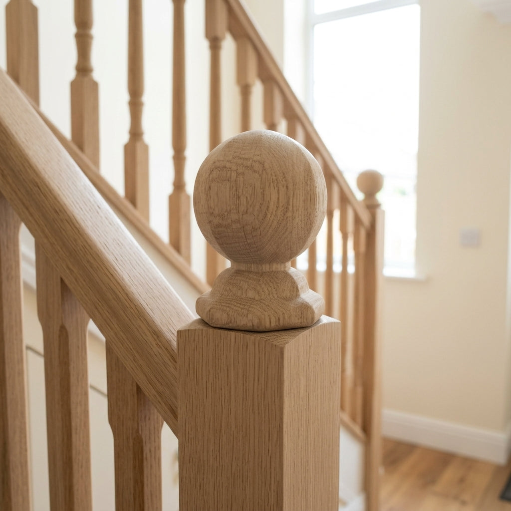 90mm Octagonal Cap - Oak Finish - Slightly Rounded Edges