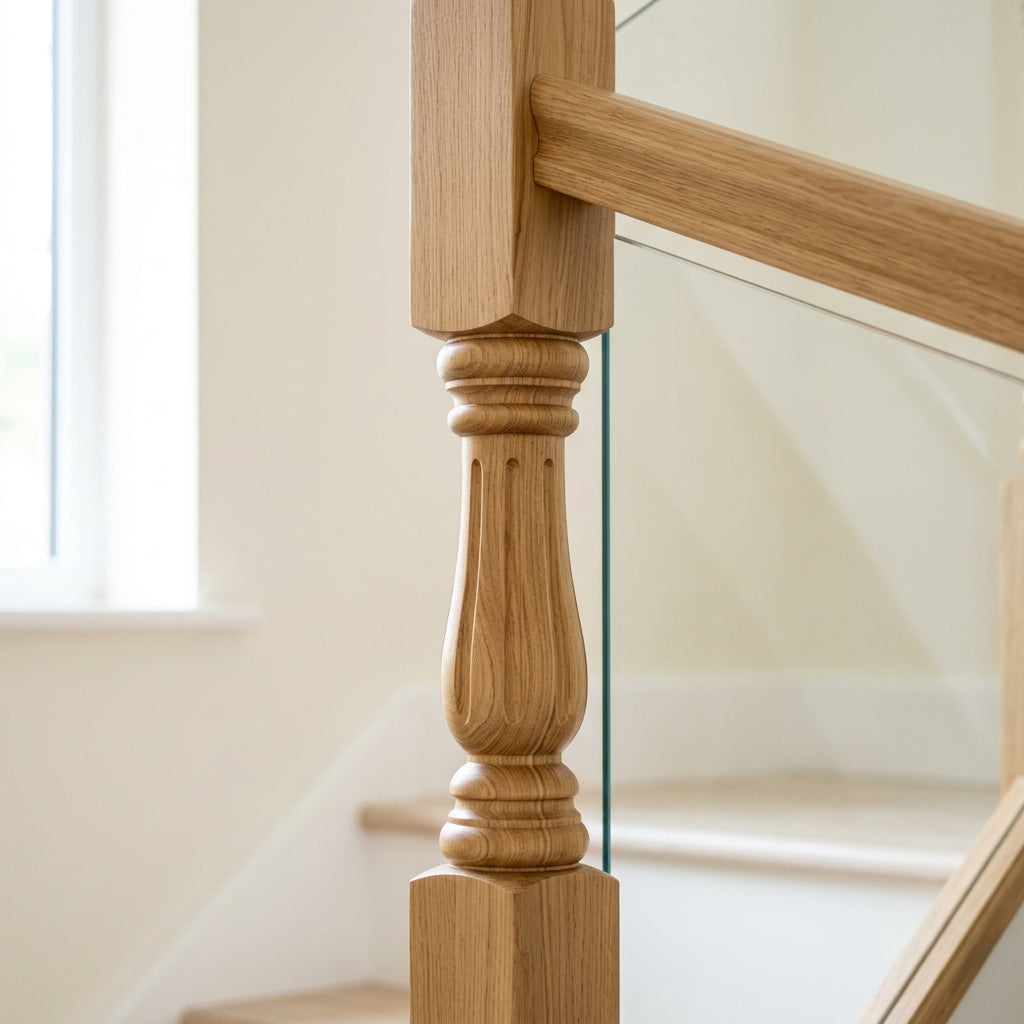 90mm Newel Post – Pine or Oak – 205 Peg (view 2)