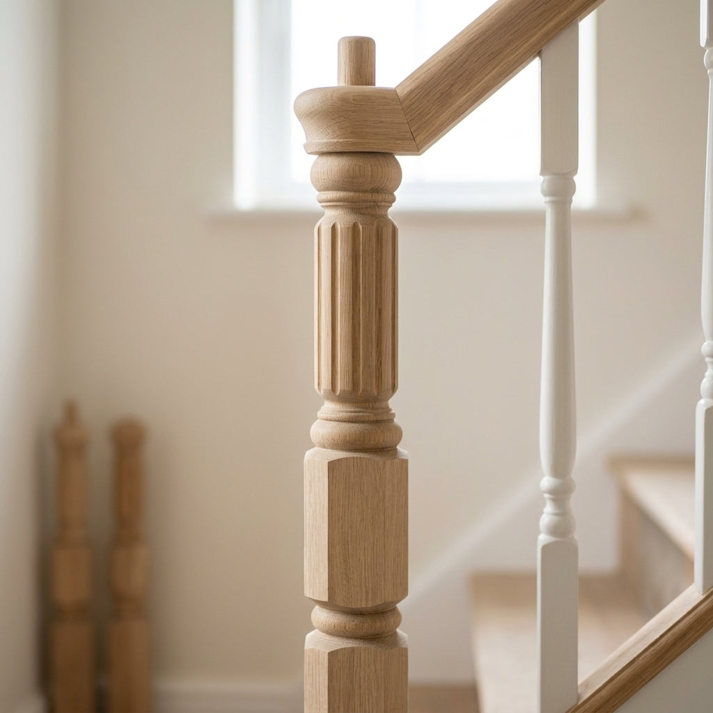 115mm Newel Post Natural Timber Poor Colour Match (view 2)