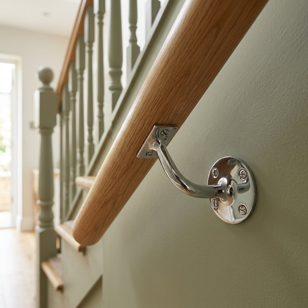 Wall Mounted Handrail Bracket 3.5mm x 30mm Screws Chrome Finish