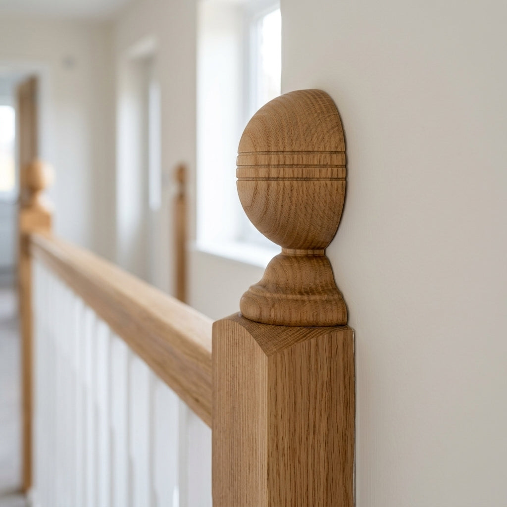 Half Kendal Newel Cap 32mm Dowel Unfinished (view 2)