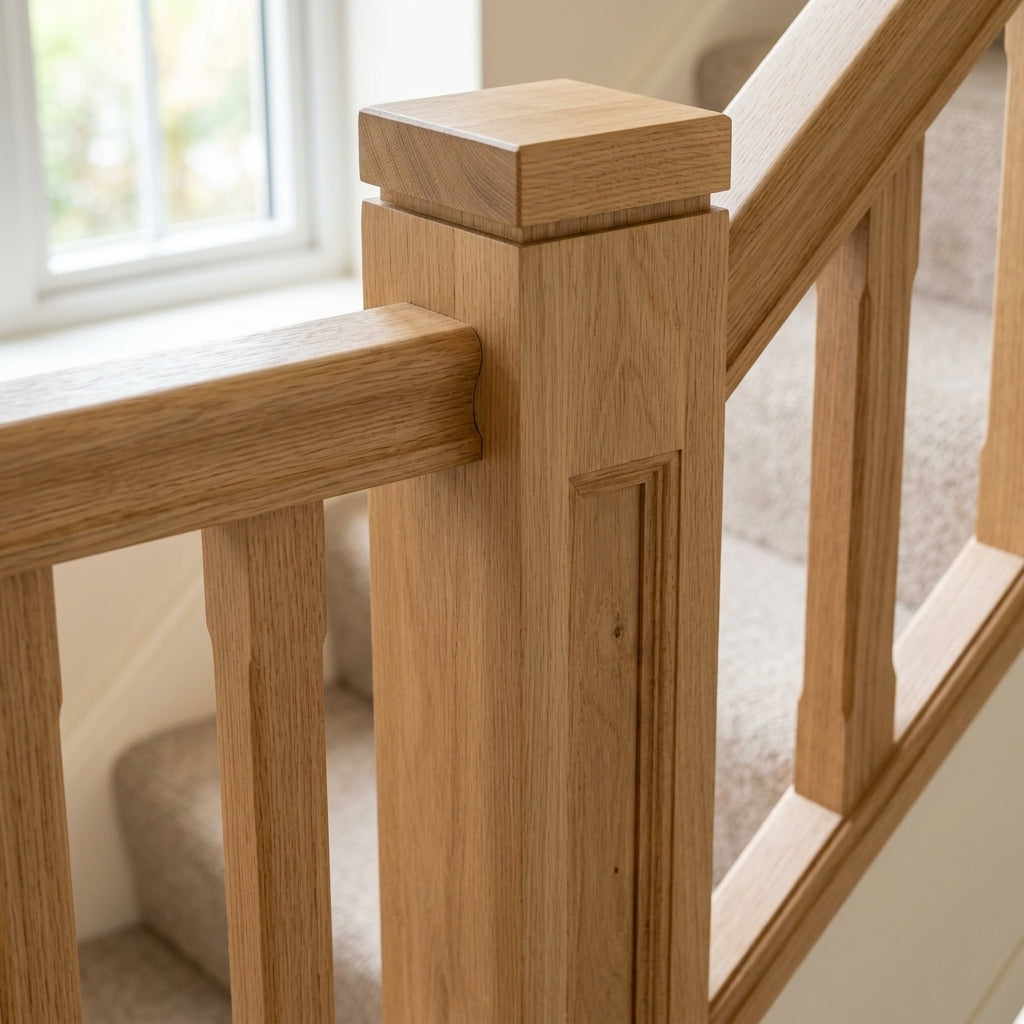 210mm Newel Post Oak or Pine Panelled Design (view 2)