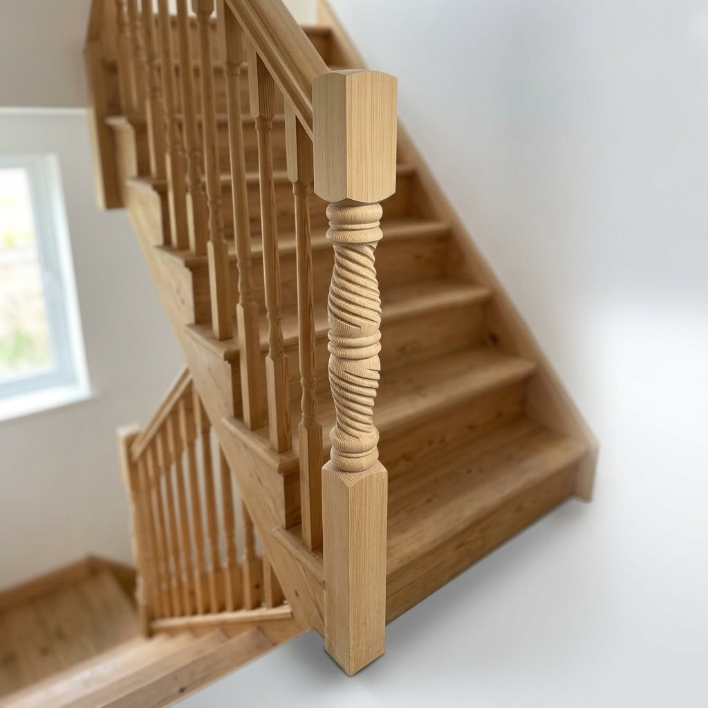 90mm x 1500mm Complete Newel Pine Oversanded