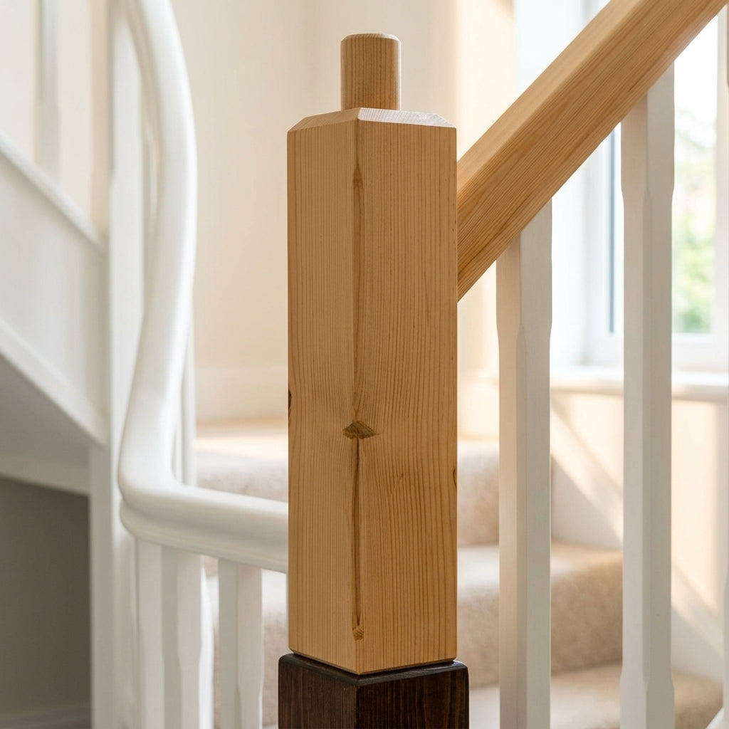 90mm Chamfered Newel Post Pine 416 Peg (view 2)
