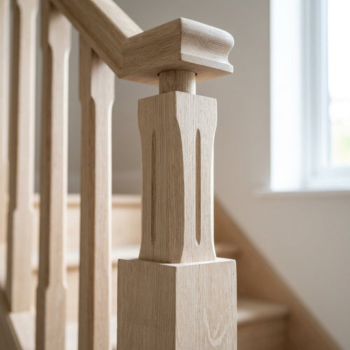 115mm Oak Newel Post with Peg (view 2)