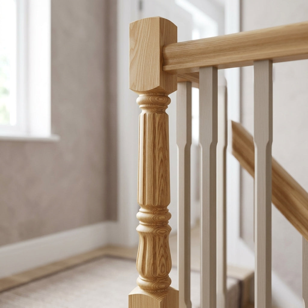 210mm Newel Post - Reeded Pine or Oak (view 2)
