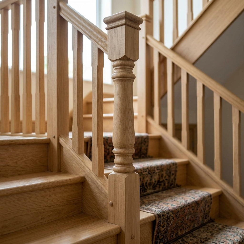 90mm Newel Post Oak Square Turned