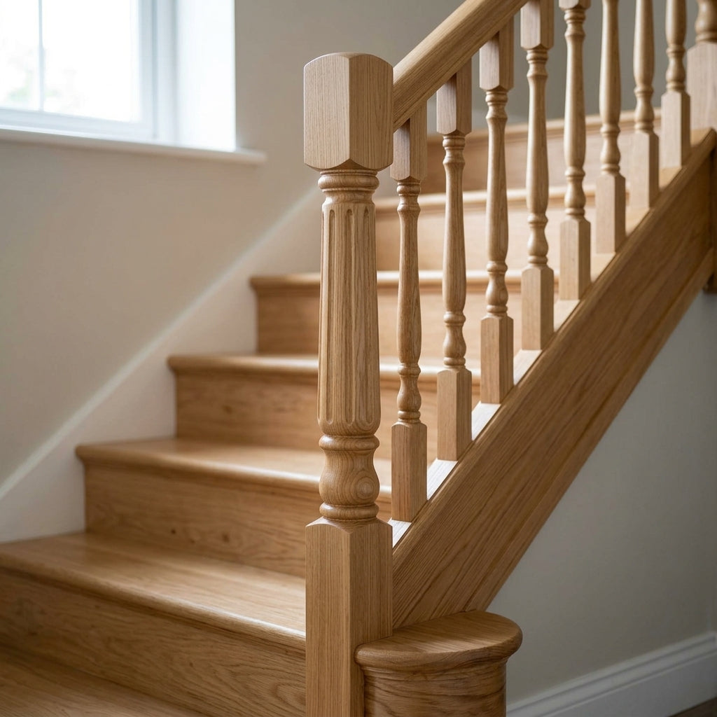 90mm Newel Post Pine or Oak – Traditional Reeded Design