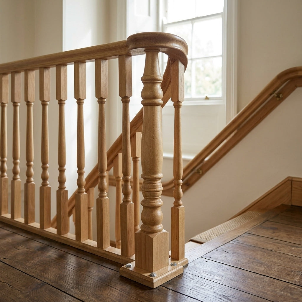 675mm Newel Post Volute Peg Pine or Oak