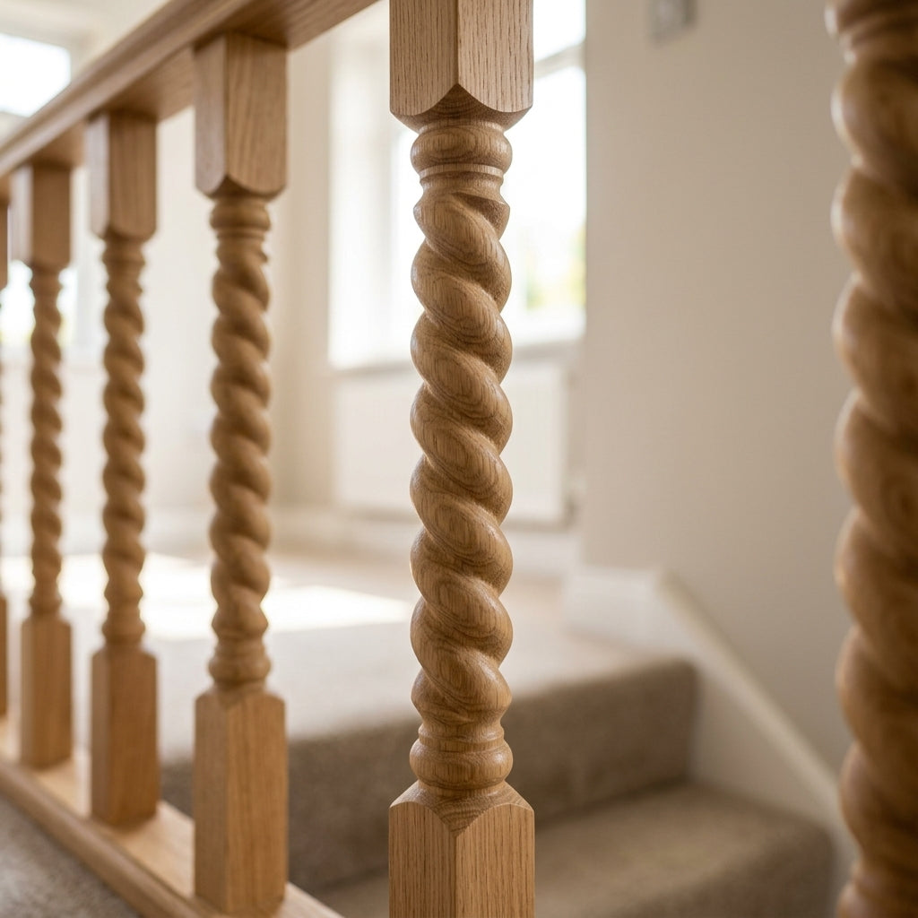 41-55mm Barley Twist Stair Spindle Oak (view 2)