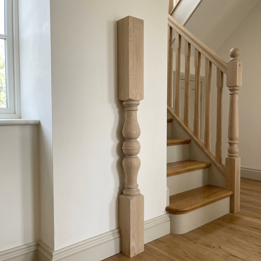 115mm x 1500mm Half Newel Post - Oak