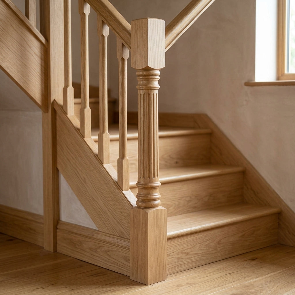 210mm Newel Post Reeded Pine or Oak