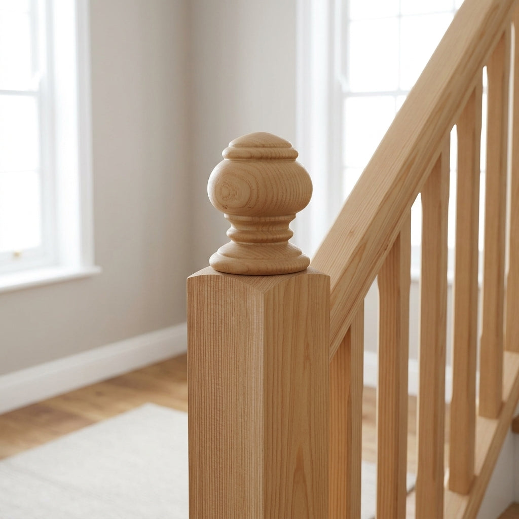 32mm Turned Newel Cap Unfinished Red