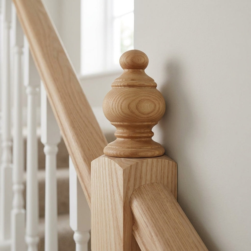 Half Malton Turned Newel Cap 32mm Dowel Unfinished