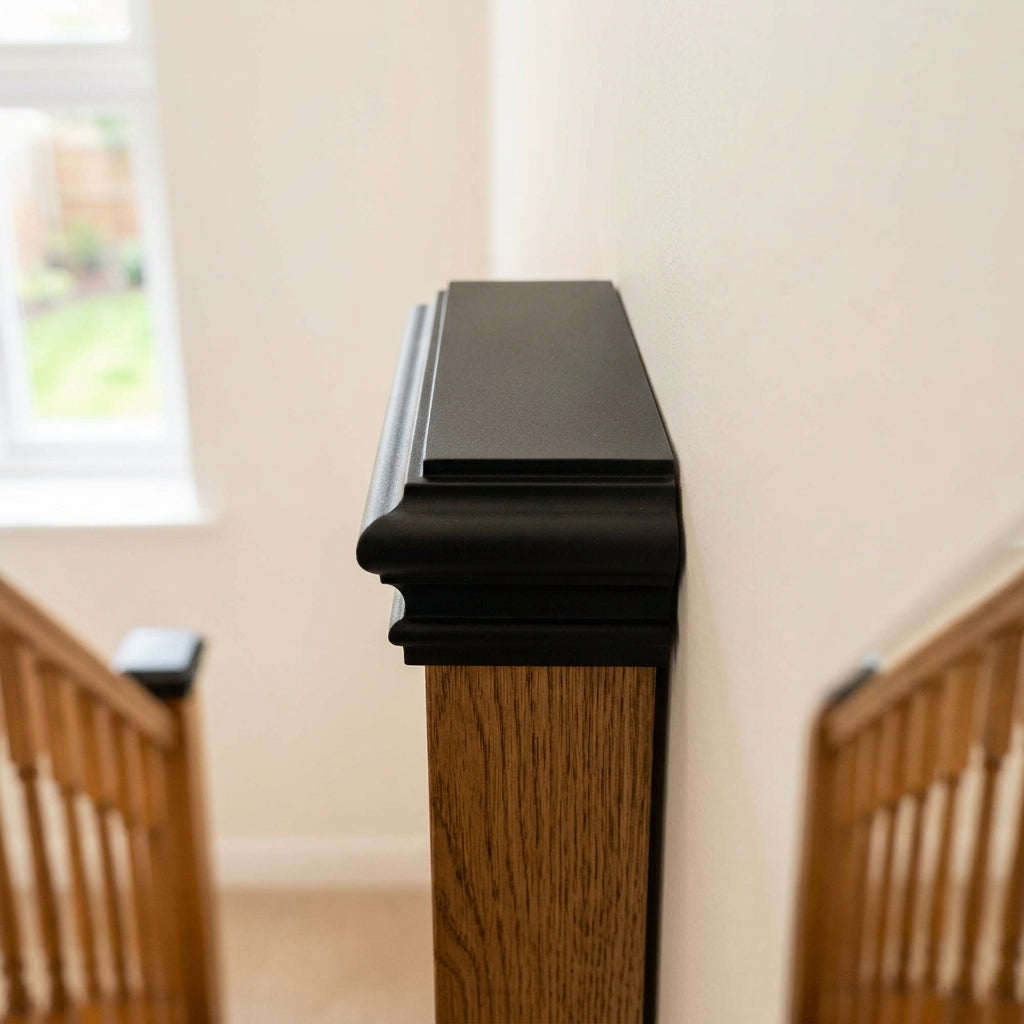 95mm x 47mm Black Metal Half Flat Newel Cap (view 2)