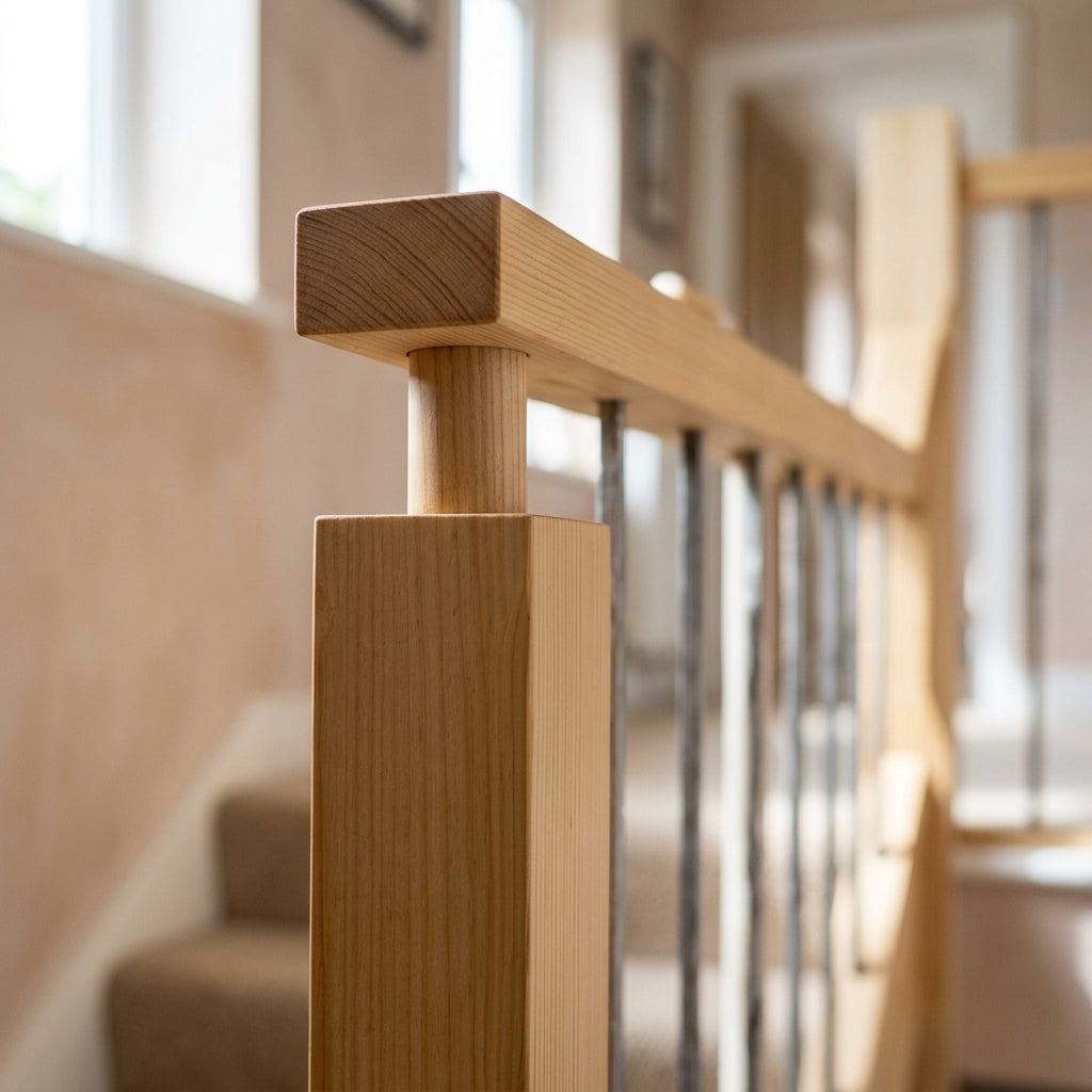 205mm Newel Post Stop Chamfered Pine or Oak (view 2)