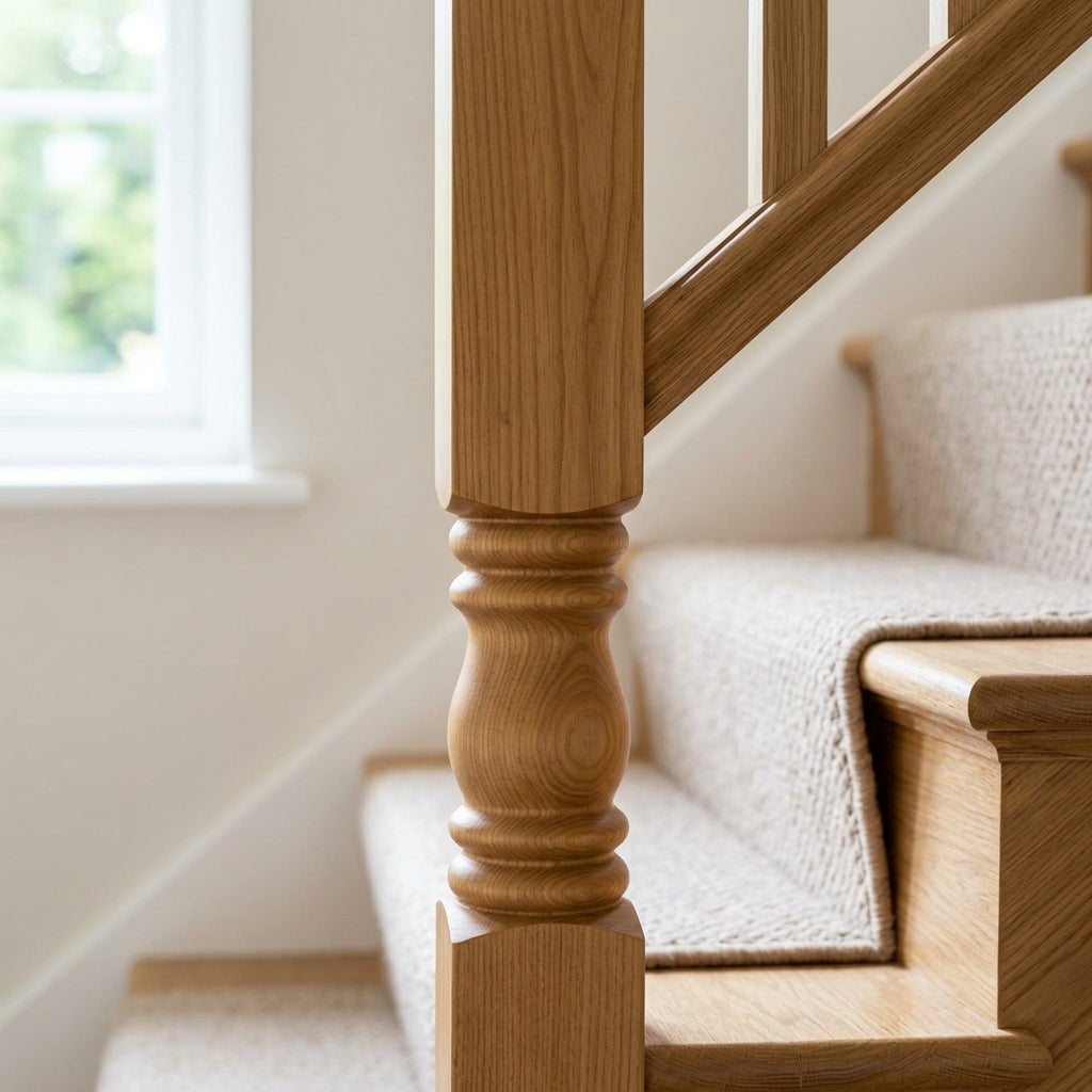 90mm Newel Post Pine or Oak Traditional Design (view 2)
