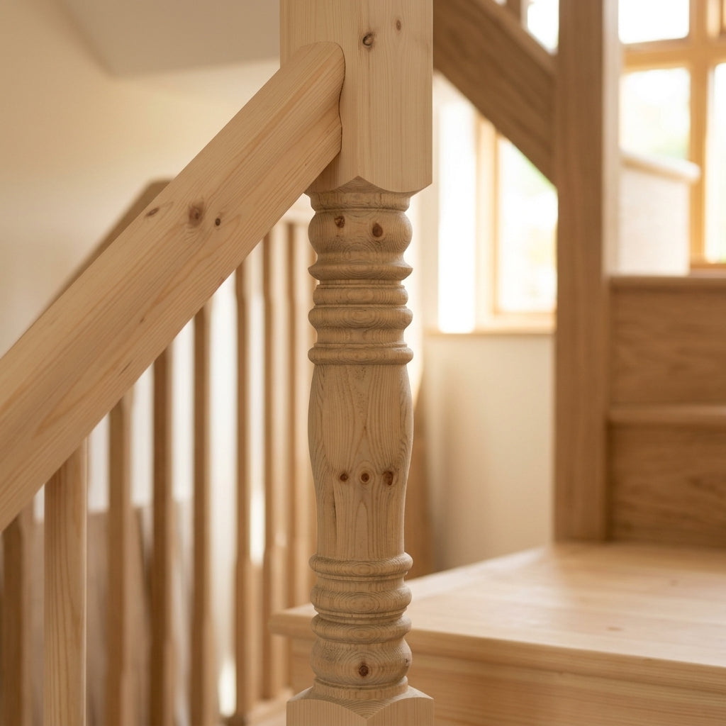 140mm x 1500mm Pine Newel Post - Unfinished (view 2)